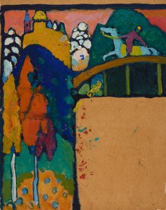 Landscape with Rider on Bridge by Wassily Kandinsky