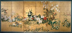 Screen with Spring and Summer Flowers by Watanabe Shiko