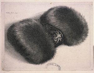 A Large Muff with a Band of Brocade by Wenceslaus Hollar