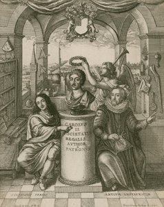 Bust of Charles II, with Lord Brouncker, the first President of the Royal Society, and Francis Bacon by Wenceslaus Hollar