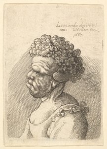 Bust of a Deformed Woman with Curly Hair in Profile to the Left by Wenceslaus Hollar
