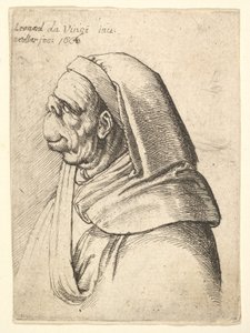 Bust of a Man with a Small Turned-Up Nose and Very High Upper Lip, Wearing Hood, in Profile by Wenceslaus Hollar