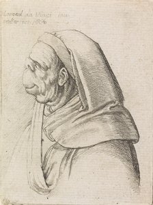 Grotesque Profile of a Man Wearing a Hood by Wenceslaus Hollar