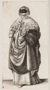 Woman with a Mask and Muff by Wenceslaus Hollar