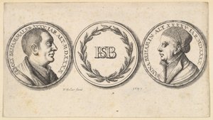 Medallions with Portraits of Sebald Beham and Anna Beham by Wenceslaus Hollar