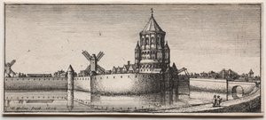 Moated Town Gate by Wenceslaus Hollar