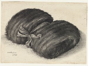Fur Muff Decorated with a Ribbon (Muffs) by Wenceslaus Hollar