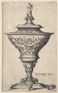 Ornate Goblet on Feet of Masks by Wenceslaus Hollar