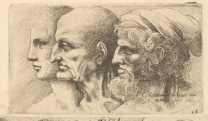 Row of Three Heads in Profile to Left