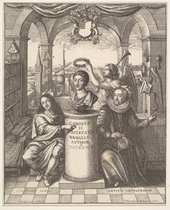 The Royal Society, frontispiece to Thomas Sprat, The History of the Royal Society of London by Wenceslaus Hollar