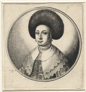 Woman with Lace Collar, Earrings, and Fur Hat