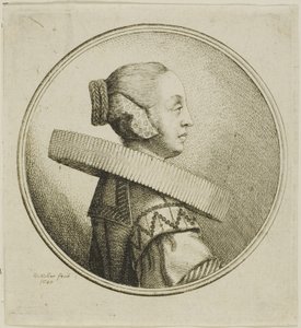 Woman with Circular Lace Ruff in Profile to Right by Wenceslaus Hollar
