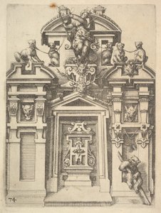 Design for an Architectural Structure with a Hunting Theme, Plate 74 from Dietterlin