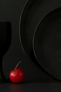 Dark Still Life Red Cherry by Wendy Xu