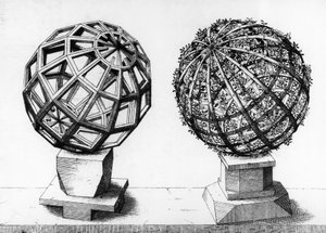 Perspective Illustration, Two Spheres, Engraving from Perspectiva Corporum Regularium, by Wentzel Jamnitzer by Wenzel I Jamnitzer