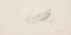 Rowboat Pulled onto a Log by Werner Holmberg