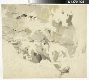 Forest Interior, Steep Rock Wall, Trees by Werner Holmberg
