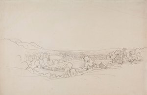 Rolling Landscape with Lattice Houses by Werner Holmberg