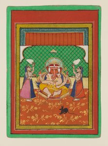 Seated Ganesha with Attendants by West Indian School