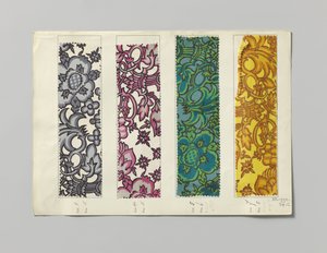 Sample with Printed Silk, Design Aussee by Wiener Werkstätte