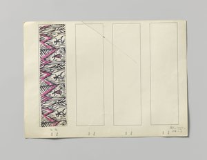 Sample with printed silk, design Tanzpaar by Wiener Werkstätte