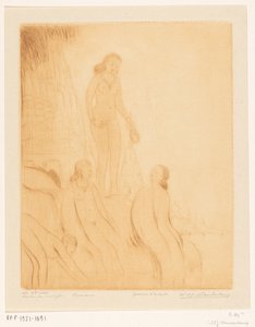 Bathing Girls on the Banks of the Ganges in Benares by Wijnand Otto Jan Nieuwenkamp (signed by artist)