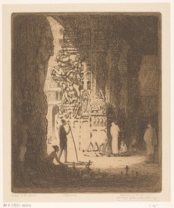 Sculpted Columns in a Bazaar in Madurai by Wijnand Otto Jan Nieuwenkamp (signed by artist)