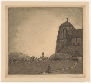 View of Veere by Wijnand Otto Jan Nieuwenkamp (signed by artist)