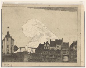 Harbor at Enkhuizen by Wijnand Otto Jan Nieuwenkamp (signed by artist)