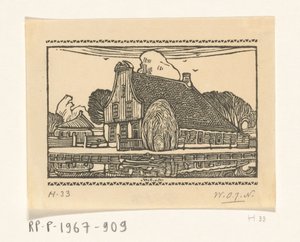 House with Wooden Facade by a Canal in Edam by Wijnand Otto Jan Nieuwenkamp (signed by artist)