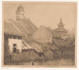 Houses by the Water in Semarang by Wijnand Otto Jan Nieuwenkamp (signed by artist)