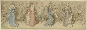 Four Allegorical Depictions of Women by Wilhelm Busch
