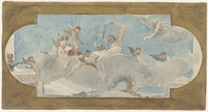 Ceiling Painting with Figures Seated on Clouds
