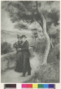 The Austrian Imperial Couple in the Hotel Garden of Cap Martin (engraving)