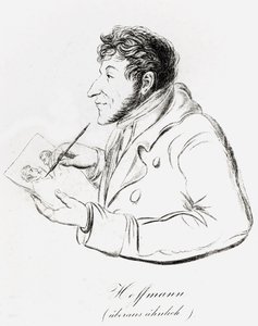 Self portrait of Hoffmann depicting himself making a self portrait by Wilhelm Hoffmann