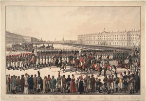 A Review of the Russian Infantry on the Palace Square in St Petersburg by Wilhelm Kobell Ritter von