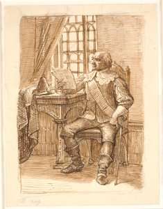 Nobleman from the Time of Christian IV Sitting and Reading a Letter by Wilhelm Marstrand