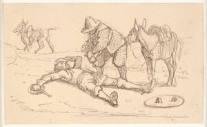 Don Quixote Lying Wounded and Helped by Sancho