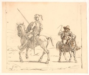 Don Quixote Riding to the Left, Sancho Panza to the Right by Wilhelm Marstrand