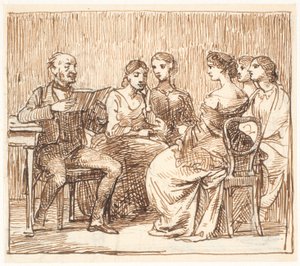 A Gentleman Reading Aloud to Five Ladies by Wilhelm Marstrand