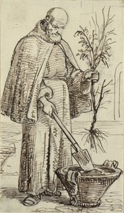 A Monk Planting a Tree by Wilhelm Marstrand
