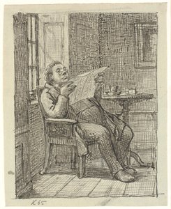 A Fat Gentleman Reading a Newspaper with His Coffee by Wilhelm Marstrand