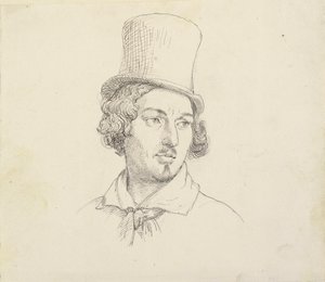 Head of a Man with a High Hat by Wilhelm Marstrand