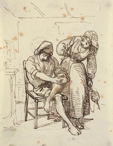 Girl Looking at a Young Fisherman Sitting on a Chair by Wilhelm Marstrand