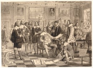 The Plan for the Stock Exchange Presented to Christian IV in the Audience Hall at Rosenborg by Wilhelm Marstrand
