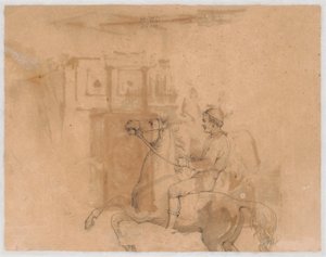 Riding Farmer on a Rearing Horse by Wilhelm Marstrand