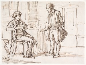 Conversation Between a Seated Younger Man and a Standing Older Man by Wilhelm Marstrand