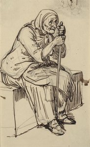 Seated Old Woman by Wilhelm Marstrand