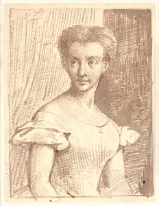 Study of Arendse Hulegaard, sitting, facing left by Wilhelm Marstrand
