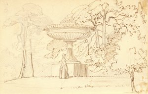 Southern Garden with a Lady by a Colossal Bowl by Wilhelm Marstrand